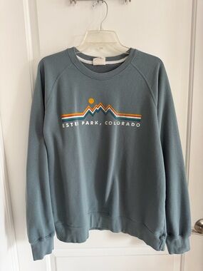 Vintage Fleece Slate Blue Estes Park Colorado Graphic Crewneck Sweatshirt